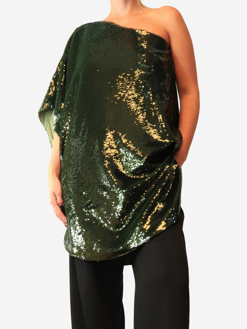 Green Sequin one-shoulder mini dress - size M
