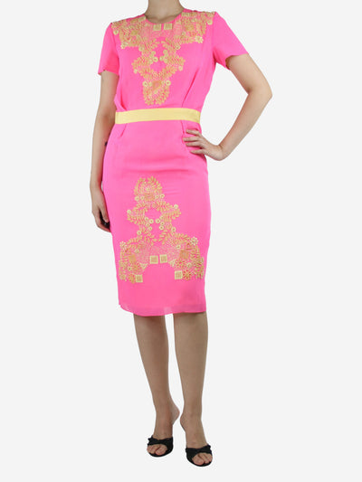 Pink beaded fitted midi dress - size UK 12 Dresses Giambattista Valli 