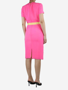 Giambattista Valli Pink beaded fitted midi dress - size UK 12