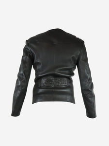 Louis Vuitton Black leather biker jacket - size UK 10