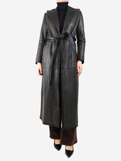 Black leather studded trench coat - size UK 8 Coats & Jackets Nour Hammour 