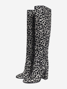 Black and silver lurex-leopard knee-high boots - size EU 40 Boots Dolce & Gabbana 