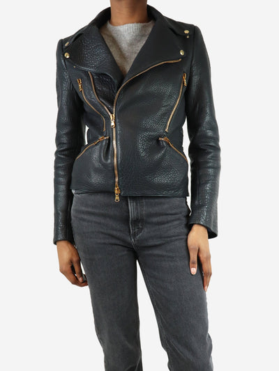 Blue leather biker jacket - size UK 8 Coats & Jackets Alexander McQueen 