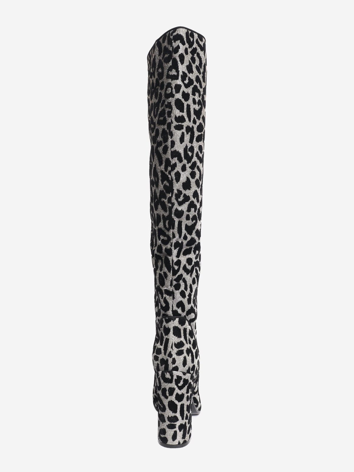 Black and silver lurex-leopard knee-high boots - size EU 40 Boots Dolce & Gabbana 