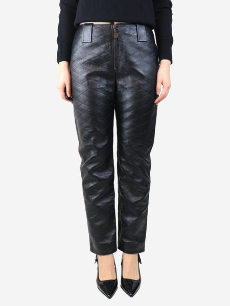 Black leather quilted trousers - size UK 12 product image