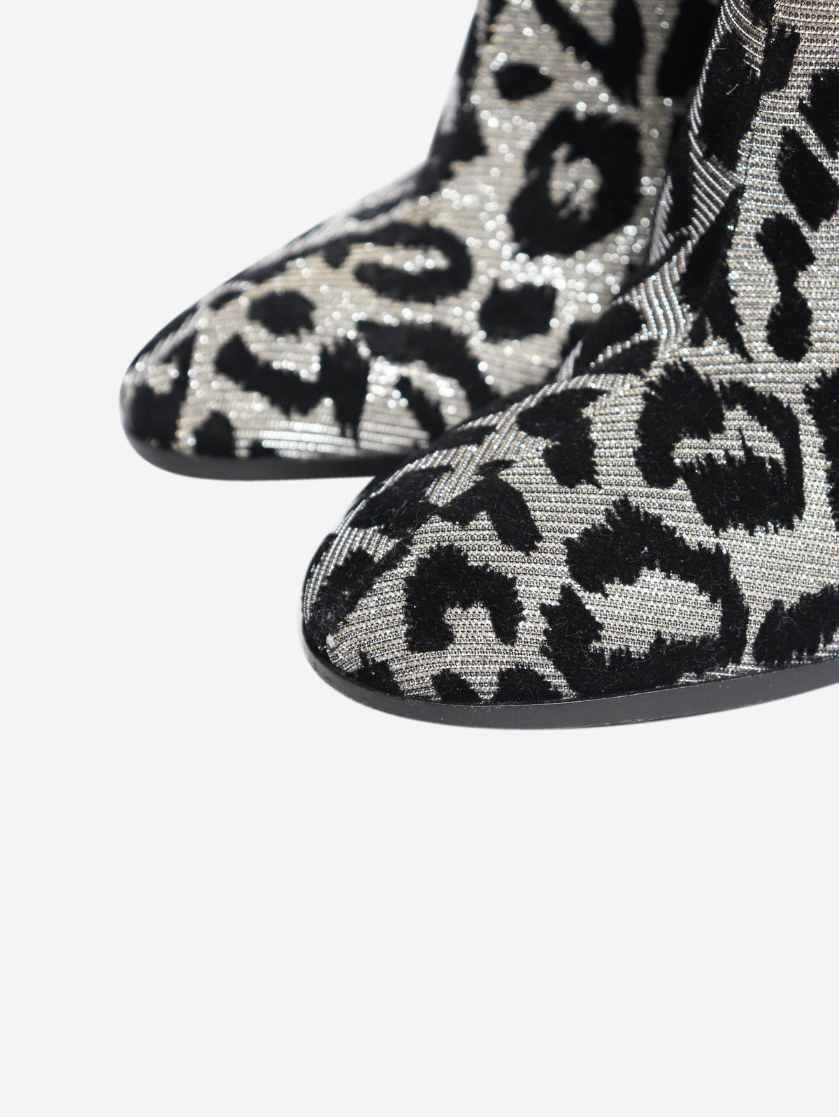 Black and silver lurex-leopard knee-high boots - size EU 40 Boots Dolce & Gabbana 