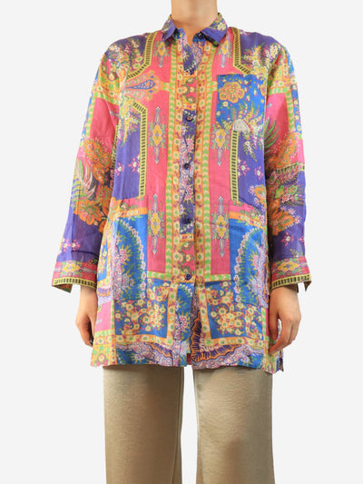 Blue floral printed shirt - size UK 10 Tops Etro 