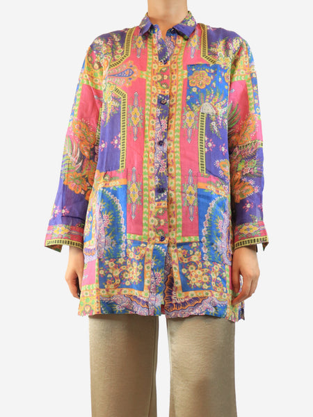 Blue floral printed shirt - size UK 10 product image
