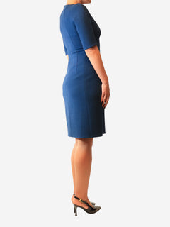 Navy double-face sheath midi dress - size UK 10
