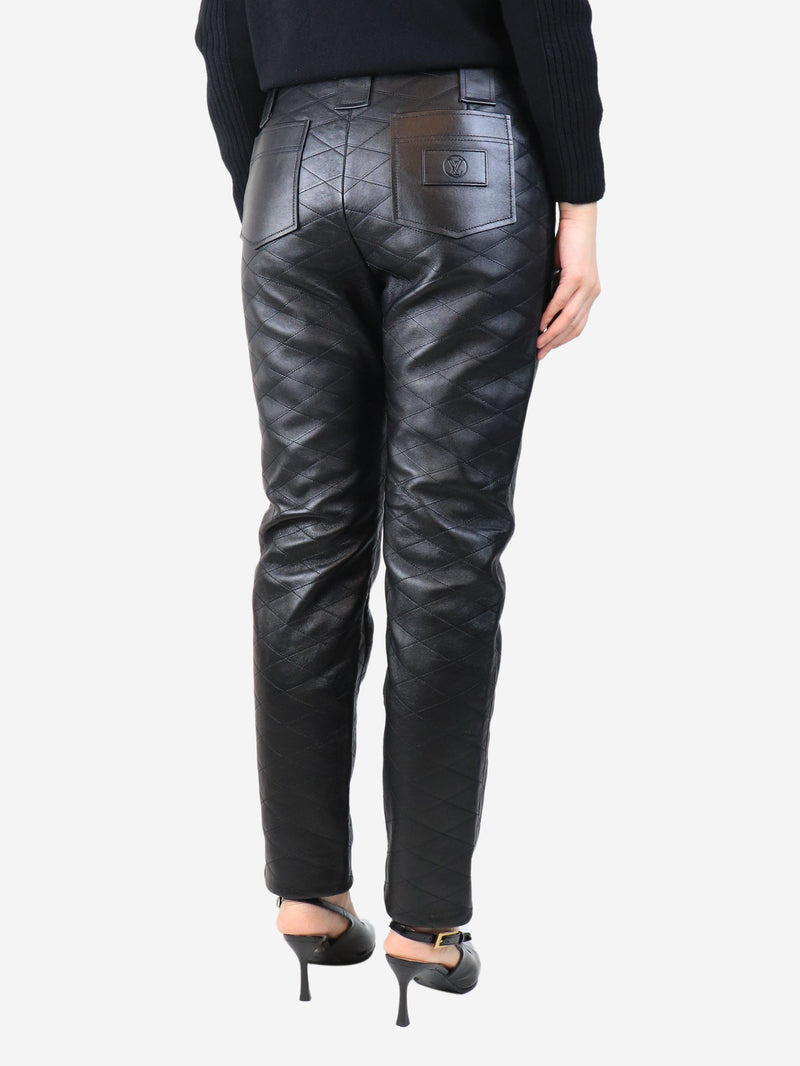 Black leather quilted trousers - size UK 12 Trousers Celine 