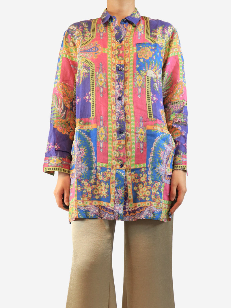 Blue floral printed shirt - size UK 10 Tops Etro 