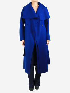 Harris Wharf London Blue wool belted coat - size UK 10