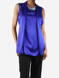 3.1 Phillip Lim Blue beaded silk top - size UK 4