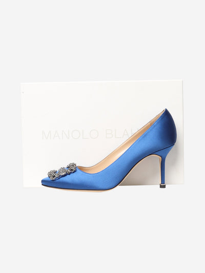 Blue satin Hangisi pumps - size EU 38 Heels Manolo Blahnik 