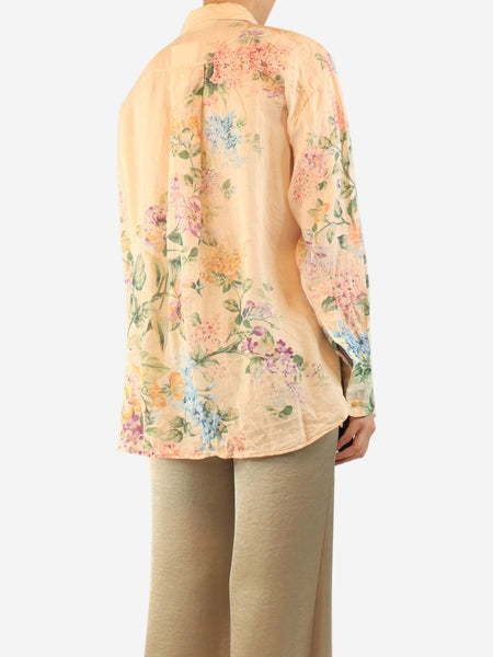 Peach floral ramie shirt - size UK 8 alternate image