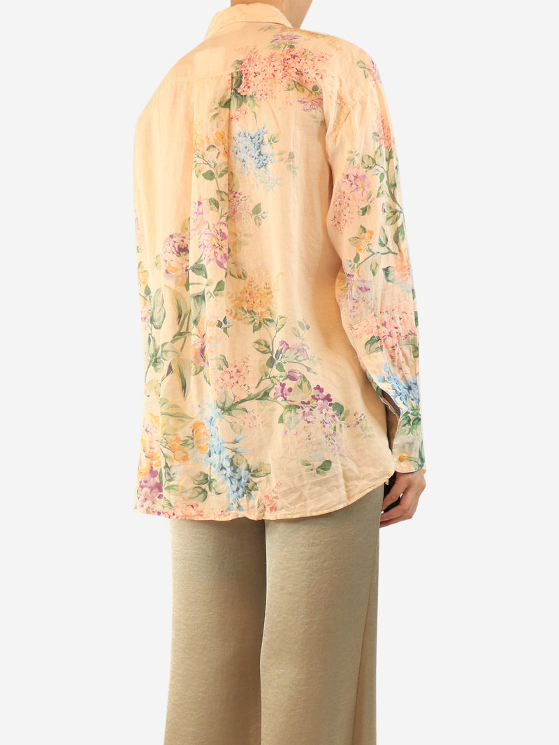 Peach floral ramie shirt - size UK 8 Tops Zimmermann 