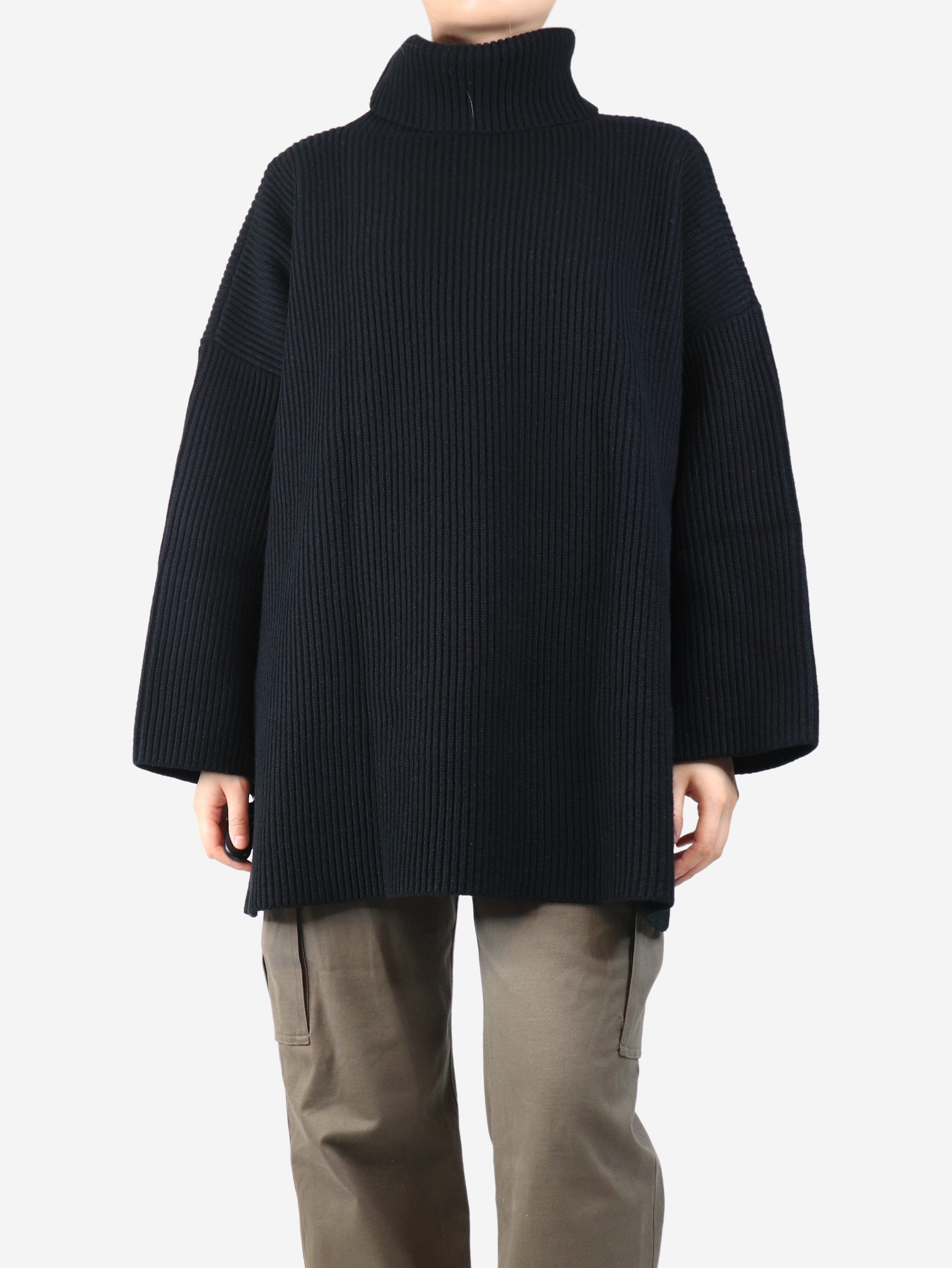 Black ribbed knit poncho - size M Knitwear Joseph 
