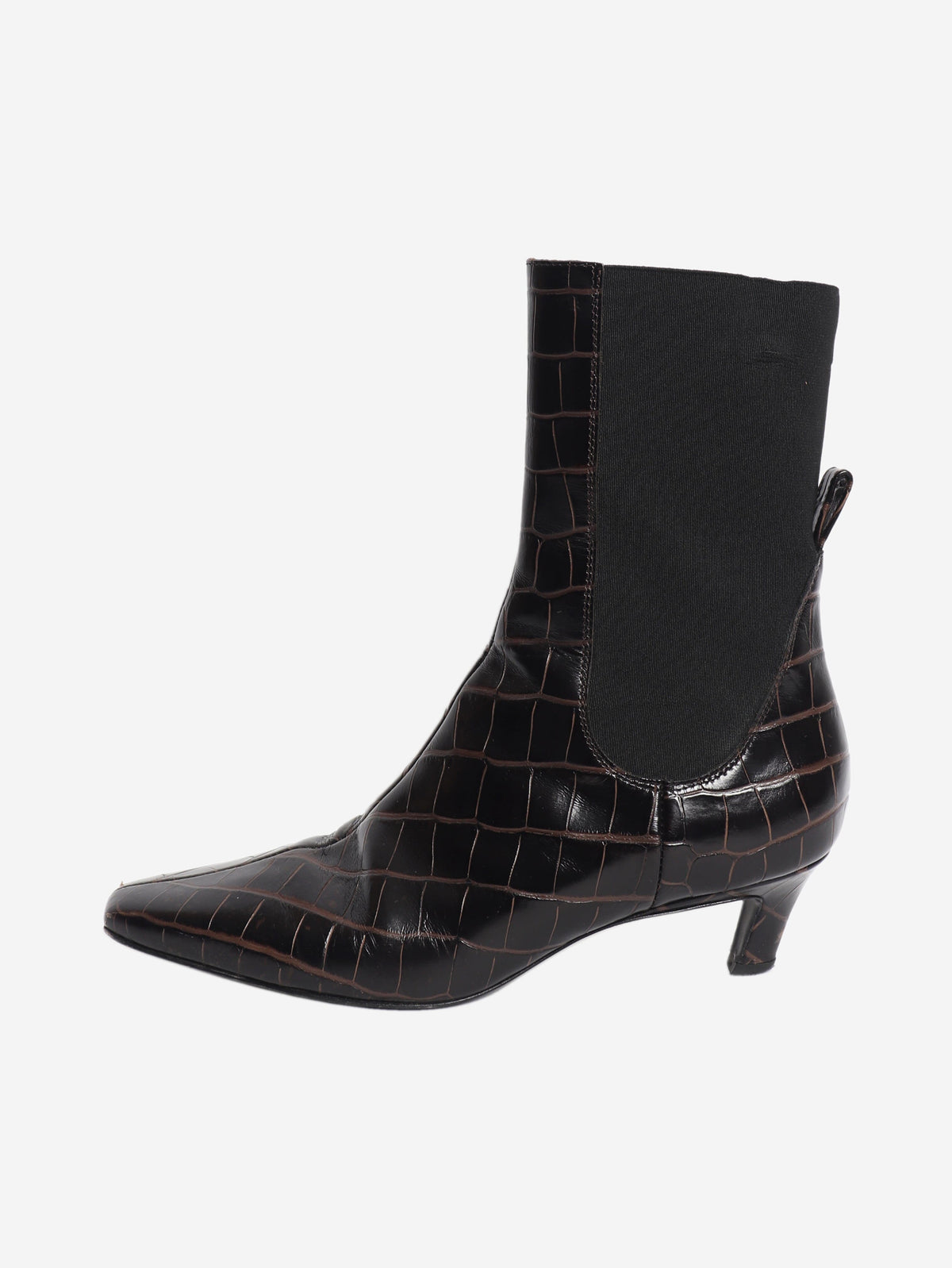 Dark brown croc-embossed ankle boots - size EU 38 Boots Toteme 
