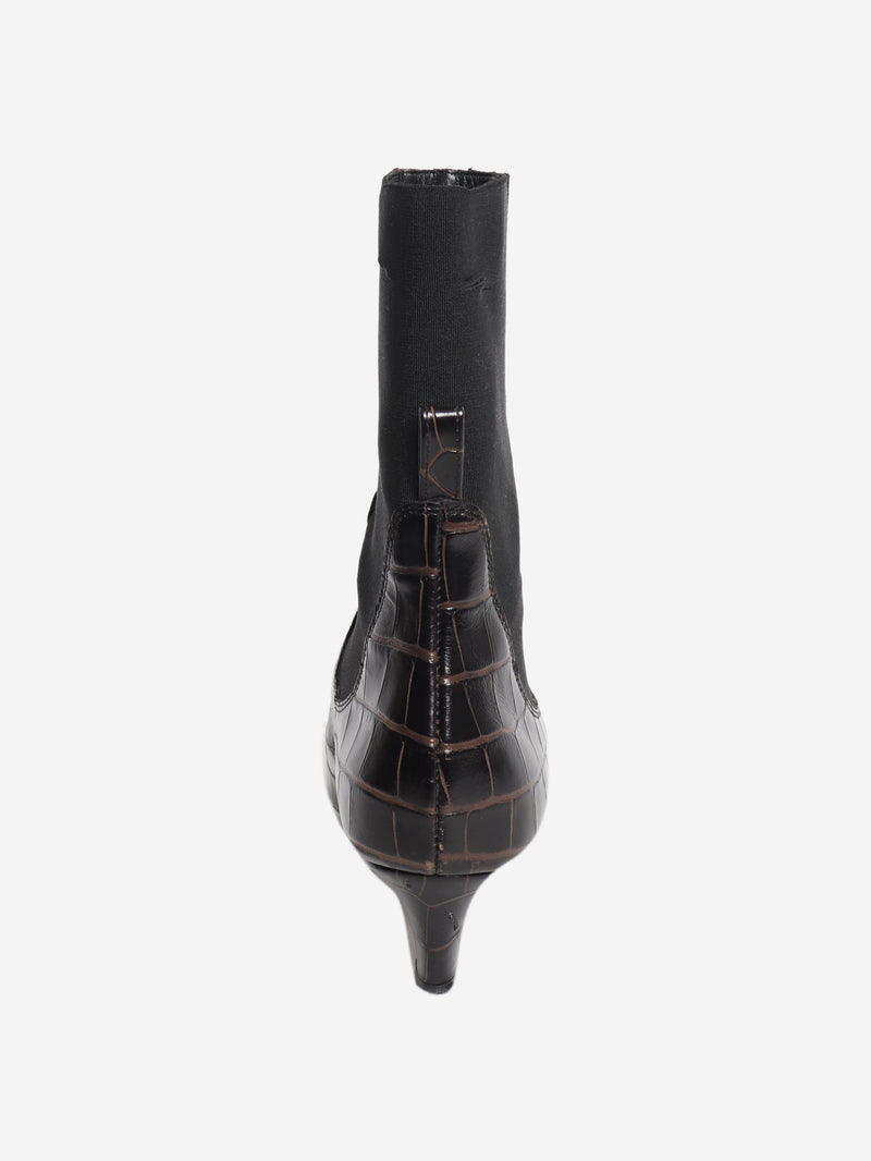 Dark brown croc-embossed ankle boots - size EU 38 Boots Toteme 
