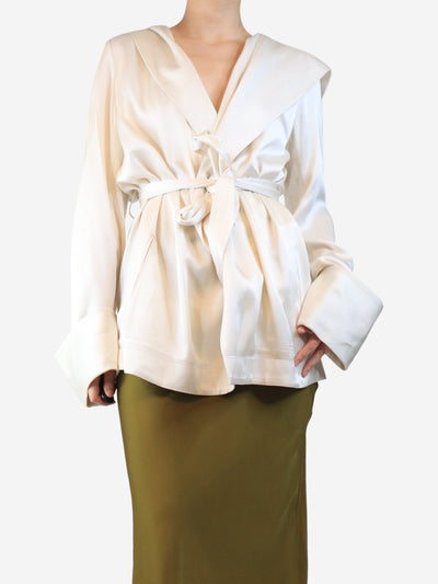 Cream satin hooded wrap jacket - size UK 12 Coats & Jackets Saint Laurent 