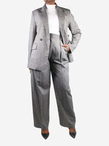 Claudie Pierlot Grey tailored pleated trousers and blazer set - size UK 12