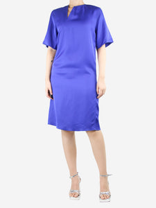 Celine Blue asymmetric chocker midi dress - size UK 10