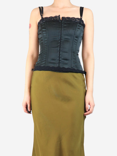 Dark green vintage satin corset - size UK 10 Tops Dolce & Gabbana 