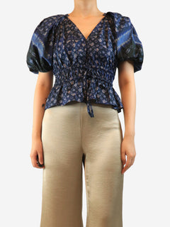 Navy drawstring waist top - size UK 10 Tops Ulla Johnson 