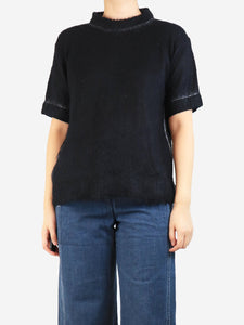 Prada Black short-sleeved mohair sweater - size UK 8