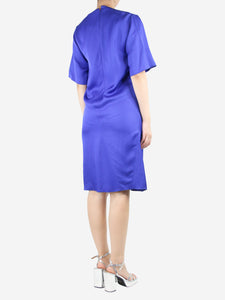 Celine Blue asymmetric chocker midi dress - size UK 10