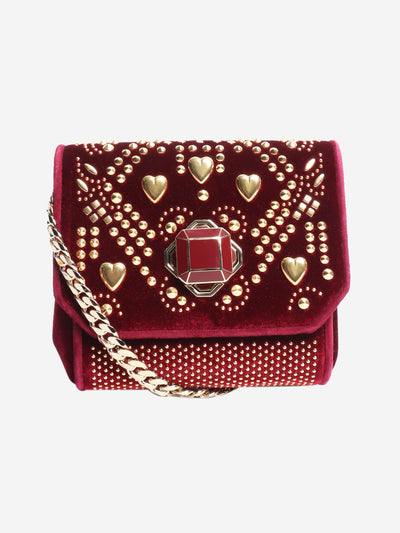 Burgundy studded velvet crossbody bag Cross-body bags Elie Saab 