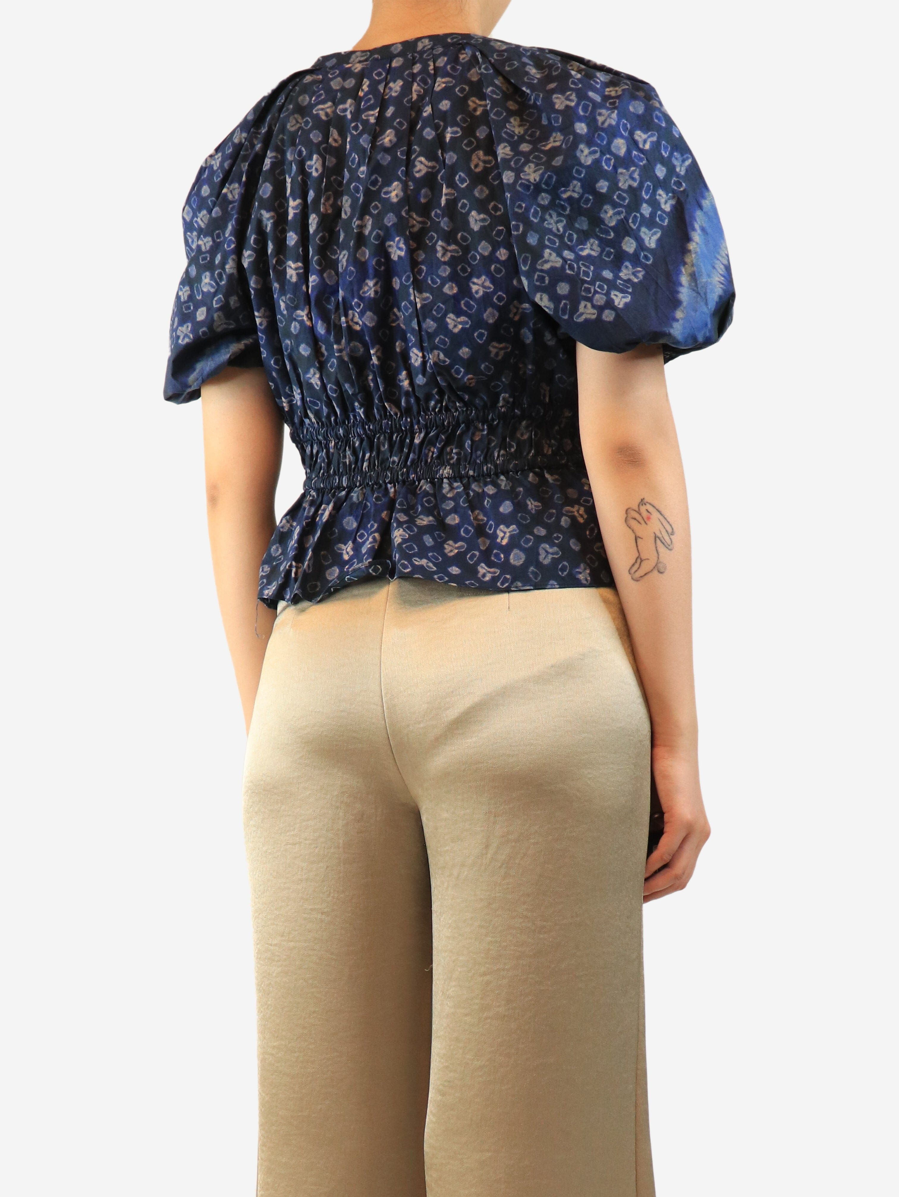 Navy drawstring waist top - size UK 10 Tops Ulla Johnson 