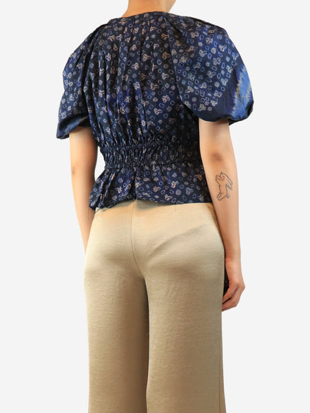 Navy drawstring waist top - size UK 10 alternate image