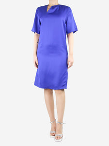 Celine Blue asymmetric chocker midi dress - size UK 10