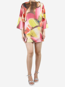 Missoni Multicoloured boat neck printed silk mini dress - size UK 8