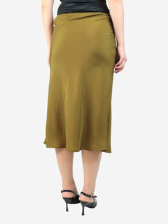 Khaki satin midi skirt - size UK 8 Skirts Soeur 