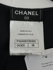 Chanel Black silk bow top - size UK 10