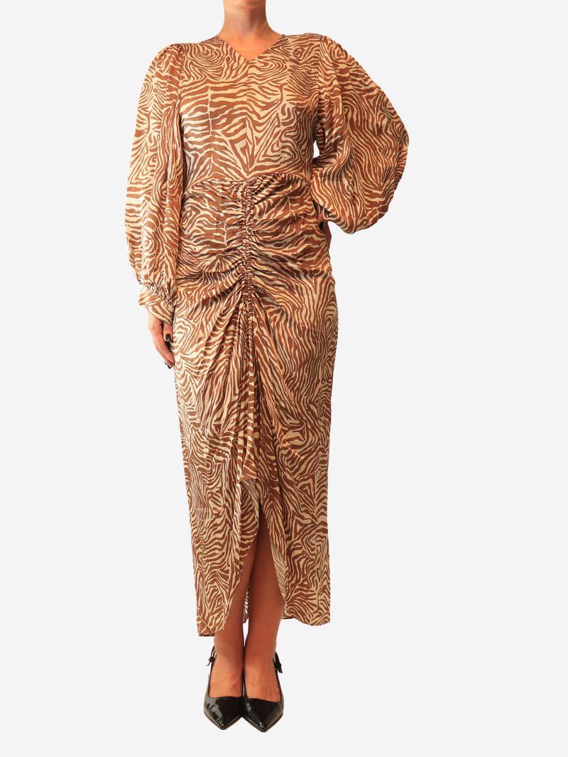 Brown and cream Daaliya zebra print dress - size M