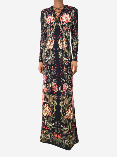 Black rhinestone detail printed tunic dress - size UK 6 Dresses Roberto Cavalli 