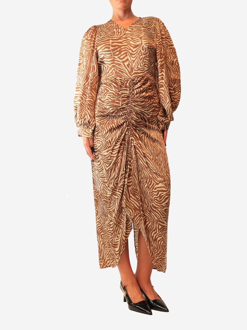 Brown and cream Daaliya zebra print dress - size M