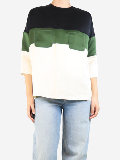 Cream colour-block silk top - size UK 10 Tops Celine 