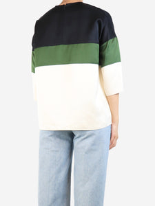 Celine Cream colour-block silk top - size UK 10