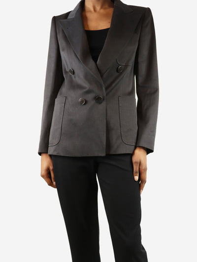 Grey padded-shoulder double-breasted blazer - size UK 8 Coats & Jackets Dries Van Noten 