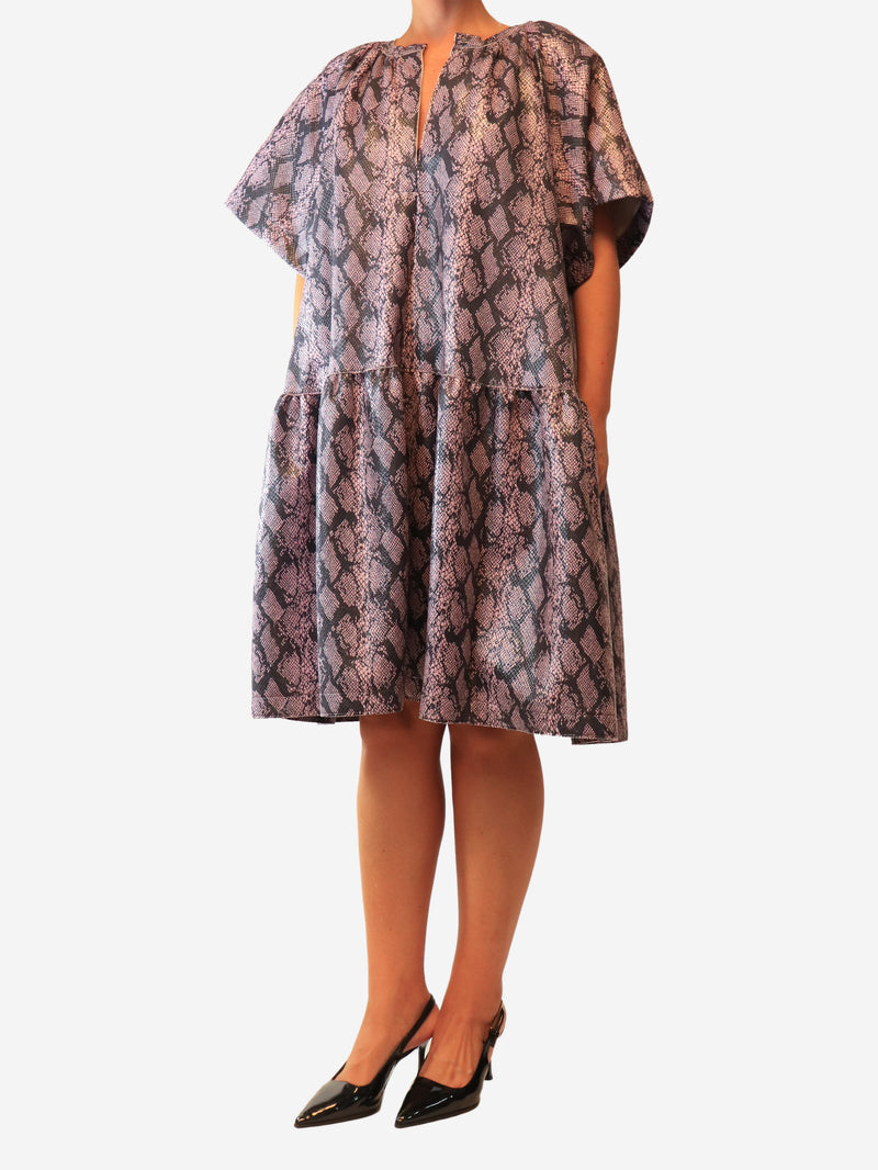 Purple Kaitlyn snake-print mini dress - size UK 12