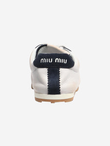 Miu Miu White and navy Plume leather-suede trainers - size EU 38