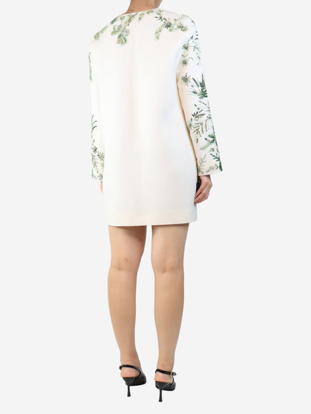 Cream beaded mini dress - size UK 10 alternate image