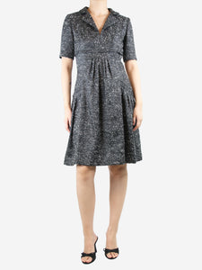 Oscar De La Renta Grey tweed midi dress - size UK 8