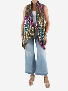 Halpern Multicoloured sequin embellished waistcoat - size FR 40