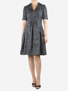 Oscar De La Renta Grey tweed midi dress - size UK 8