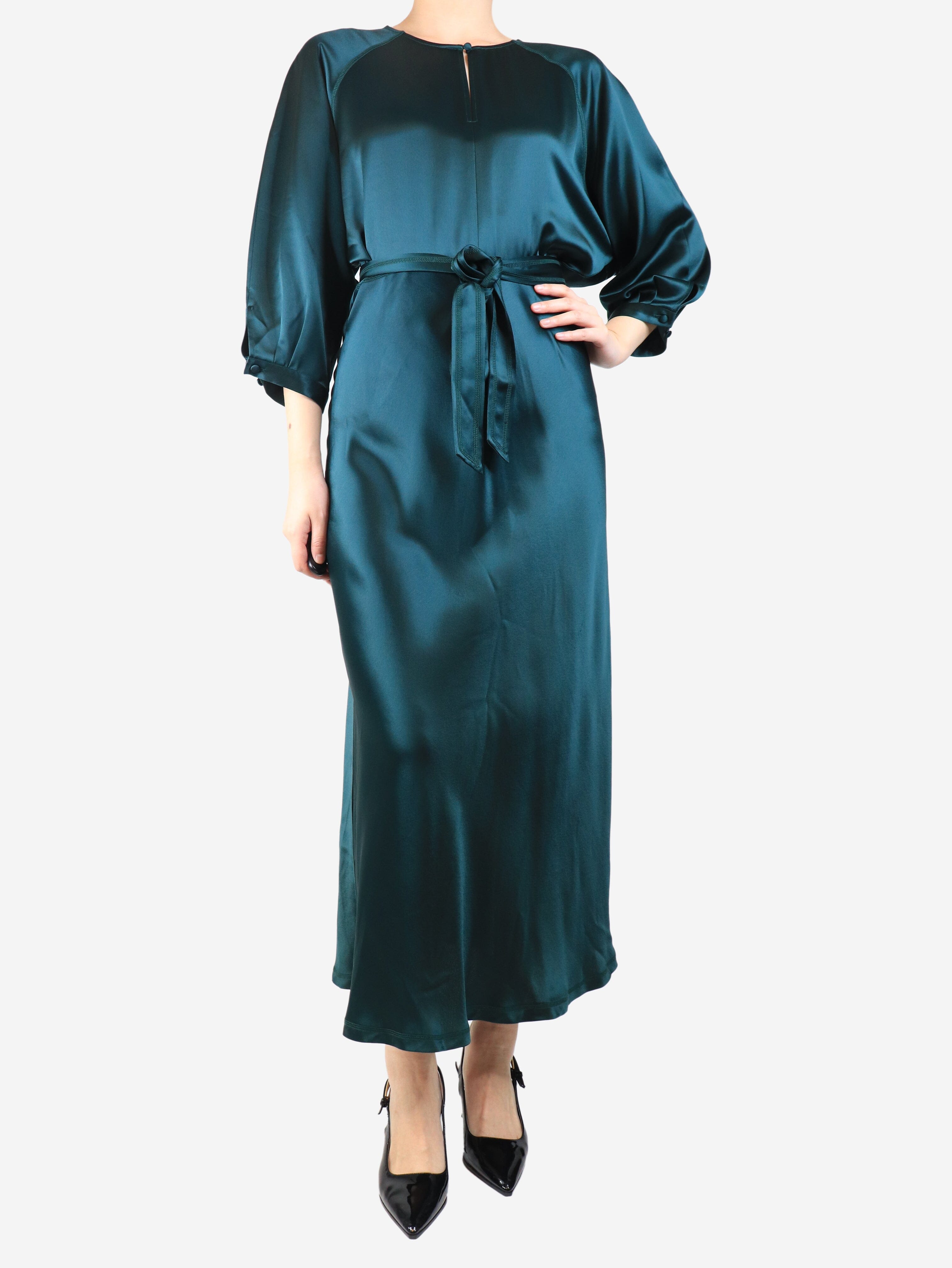 Bottle green Sammy satin maxi dress - size UK 10 Dresses Wyse 